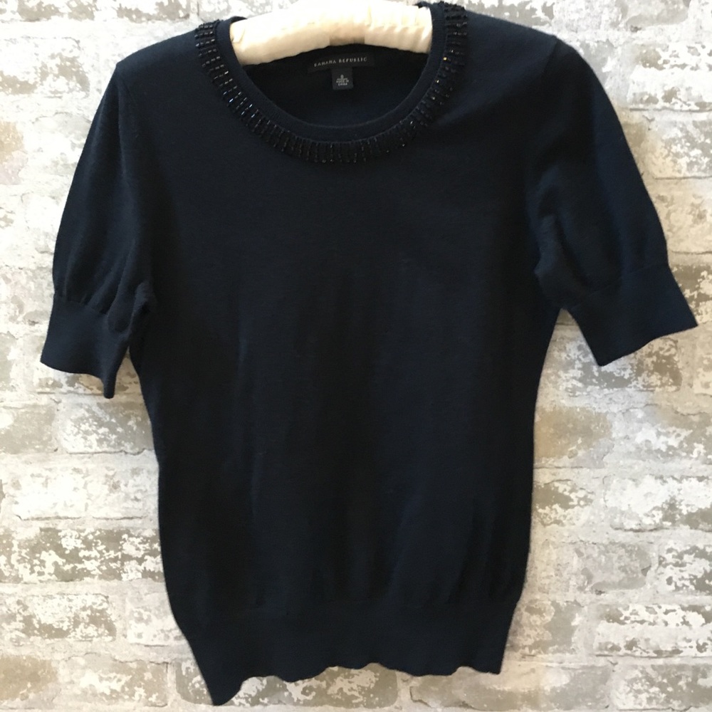 Banana Republic Navy Short Sleeve Sweater